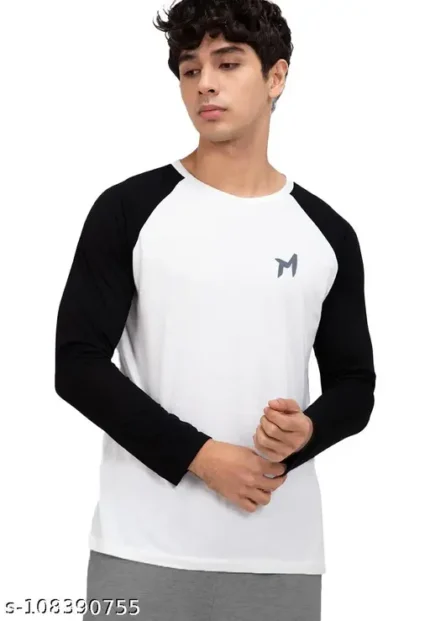Mebadass Raglan Sleeves Color Block Mens T-shirt