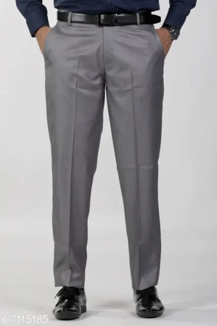 Sam & Jack Men's Solid Grey Trousers